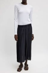 Tibi Feather Weight Pleated Pull On Skirt - Black