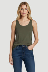 Majestic Filatures Stretch Linen Vintage Dye Tank Top - Militaire HD