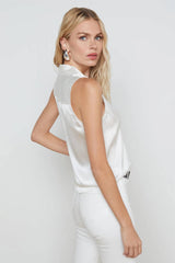 L'AGENCE Emmy Sleeveless Silk Blouse - Ivory