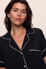 Eberjey Gisele Relaxed Short PJ Set - Black/ Sorbet Pink