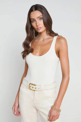 L'AGENCE Nica Scoop neck Bodysuit - Ivory