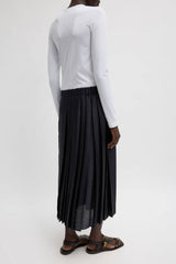 Tibi Feather Weight Pleated Pull On Skirt - Black