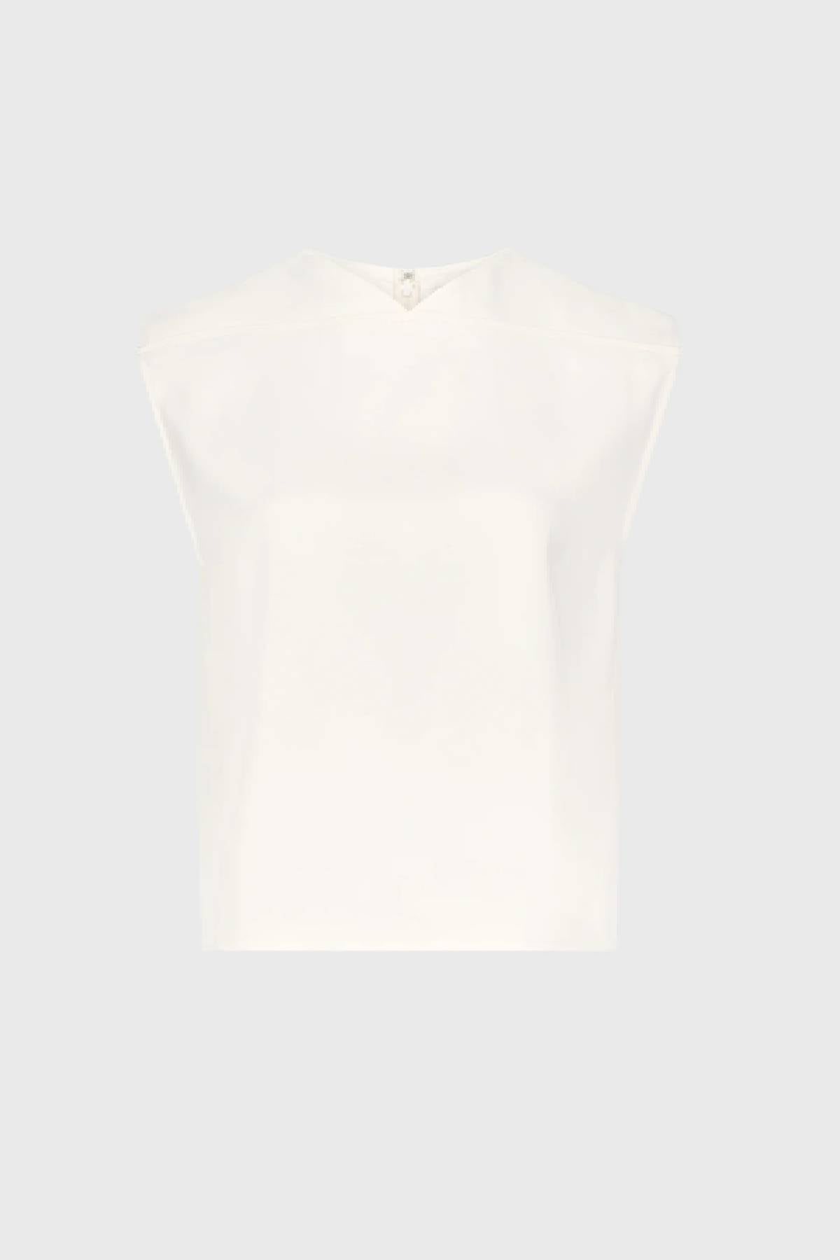 Loulou de Saison Daika Boxy V-Neck Top - Ivory
