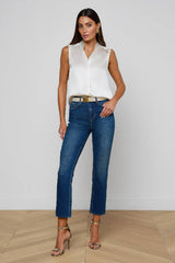 L'AGENCE Phoebe Sleeveless Band Collar Blouse - Ivory
