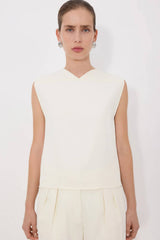 Loulou de Saison Daika Boxy V-Neck Top - Ivory