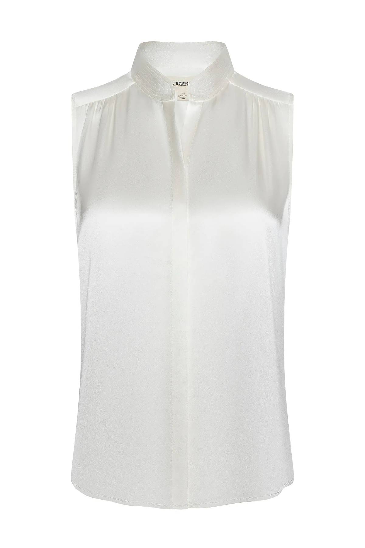 L'AGENCE Phoebe Sleeveless Band Collar Blouse - Ivory