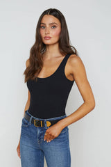 L'AGENCE Nica Scoop Neck Bodysuit - Black