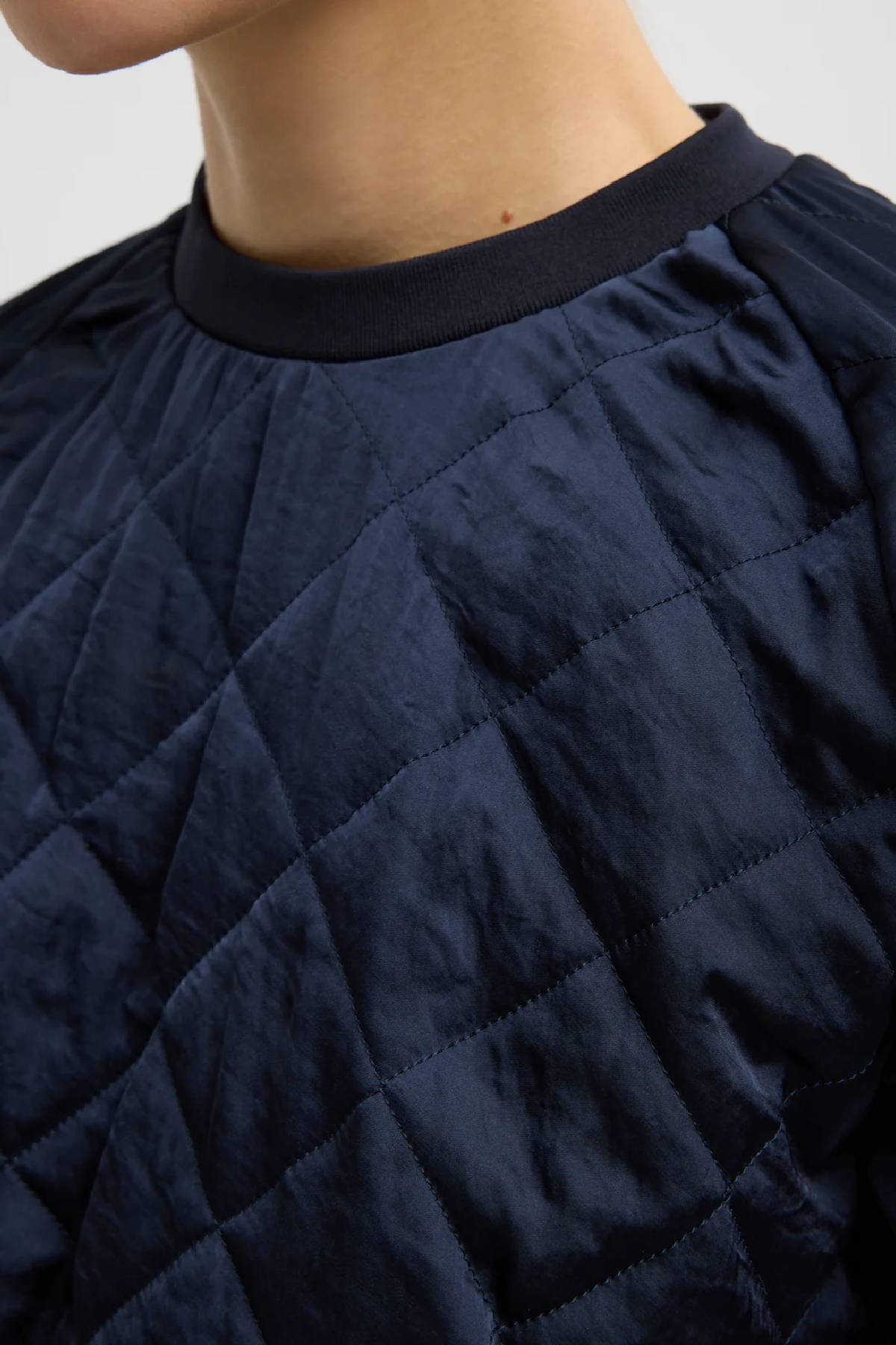 Tibi Cozy Quilting Sweatshirt - Navy