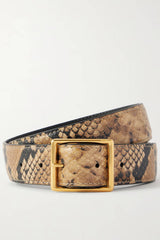 Nili Lotan Gabriele Belt - Taupe Snakeskin With Gold Buckle