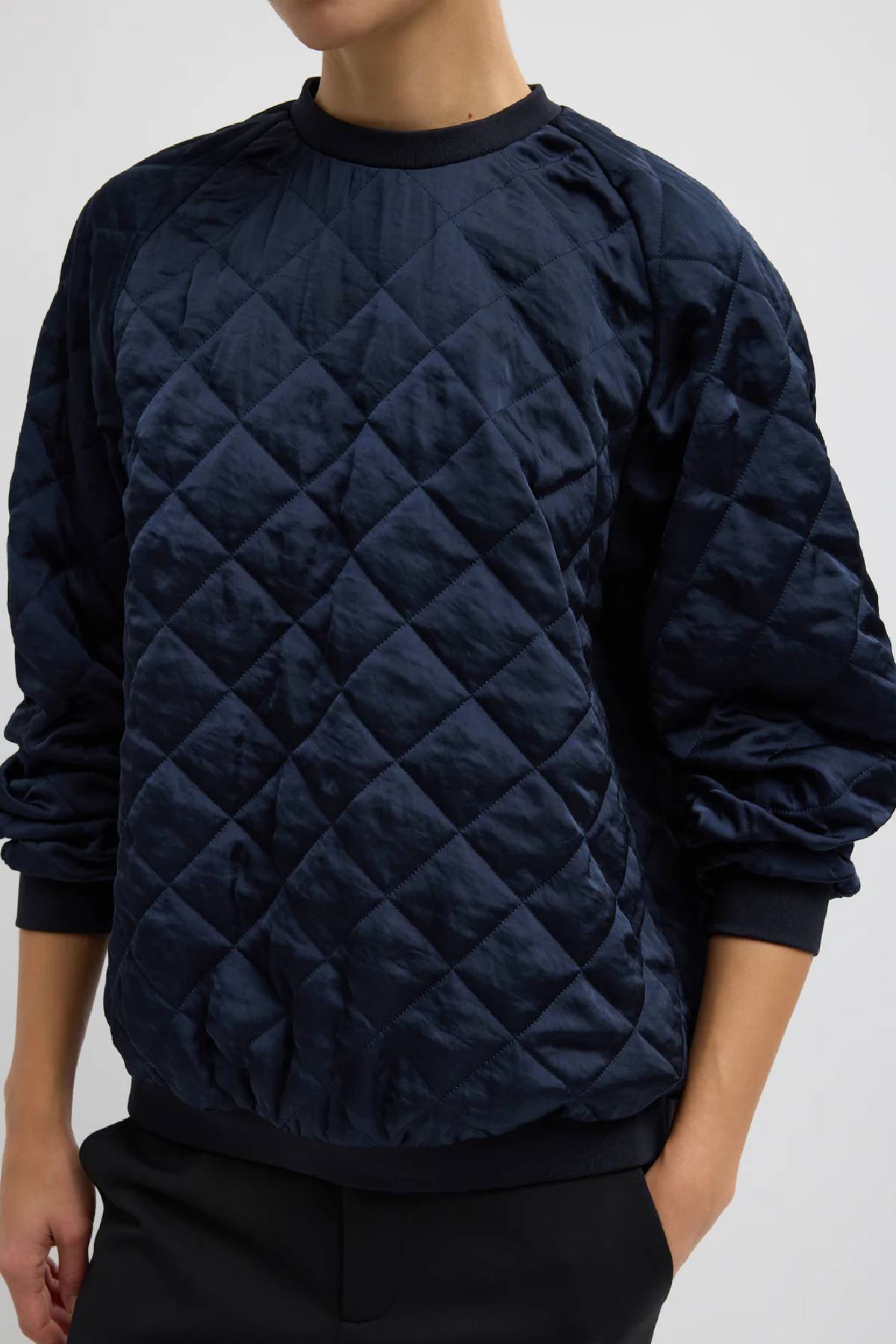 Tibi Cozy Quilting Sweatshirt - Navy