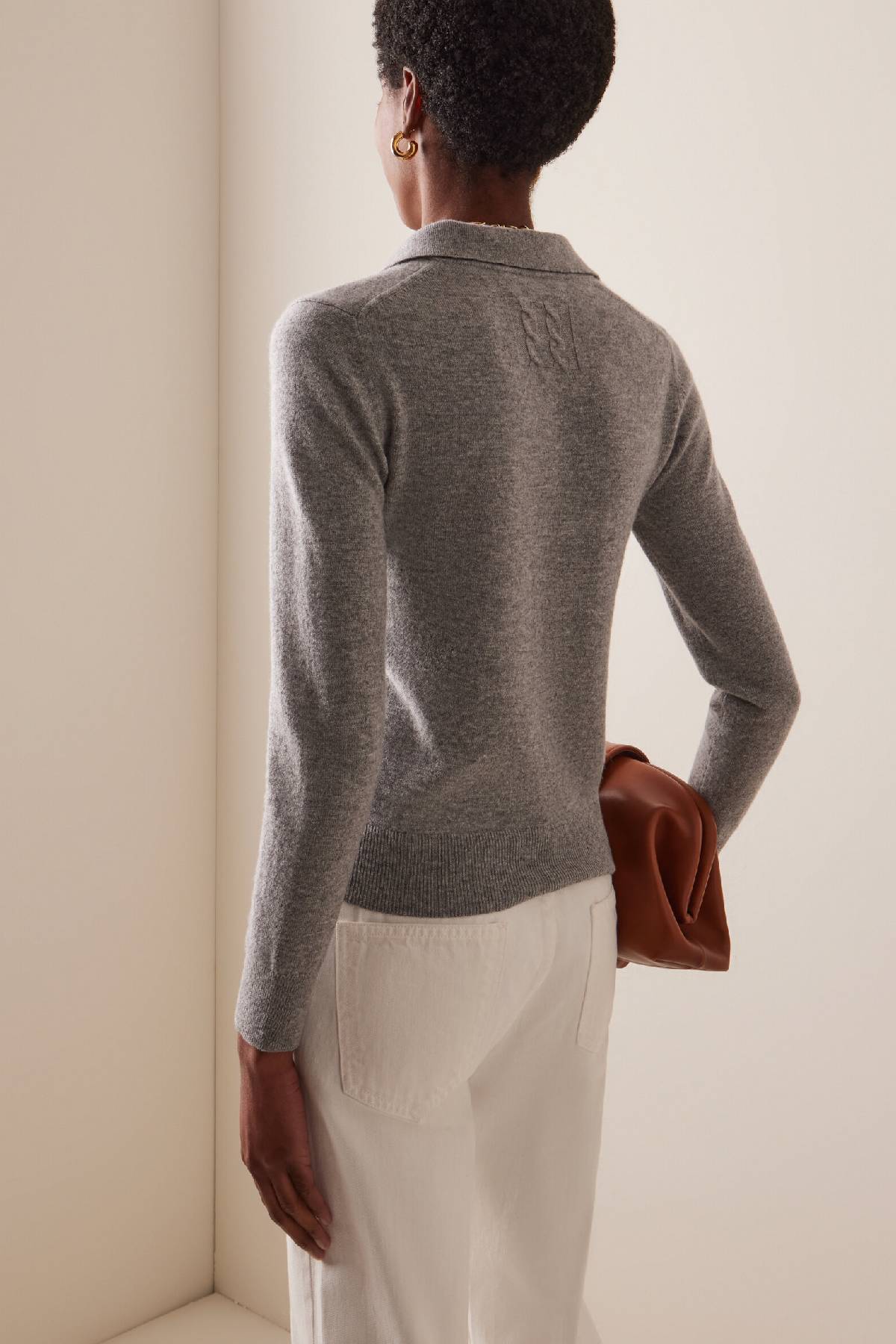 Nili Lotan Prescott Sweater Polo - Heather Grey