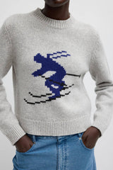 Tibi Soft Wool Ski Sweater Shrunken Sweater - Heather Grey