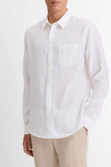 Vince Men's Linen Long Sleeve Shirt - Optic White