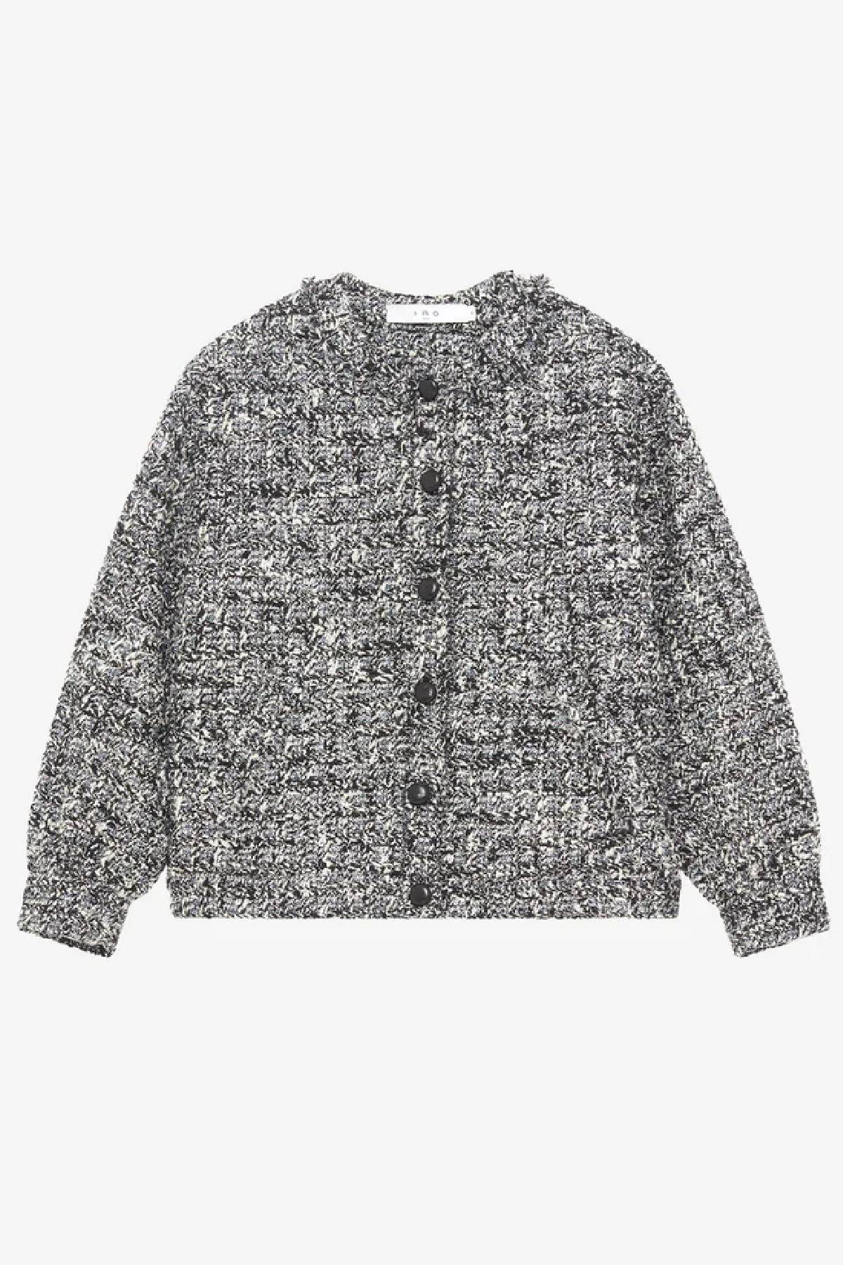 Iro Hassia Tweed Bomber - Black/ White / Lurex