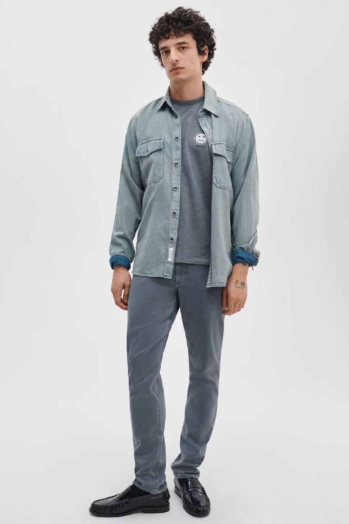 Rag & Bone Men's Sour Face Embroidered Tee - Shade Grey