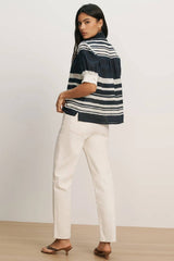 Veronica Beard Hollandale Button-Down Shirt - Navy/ Dove White
