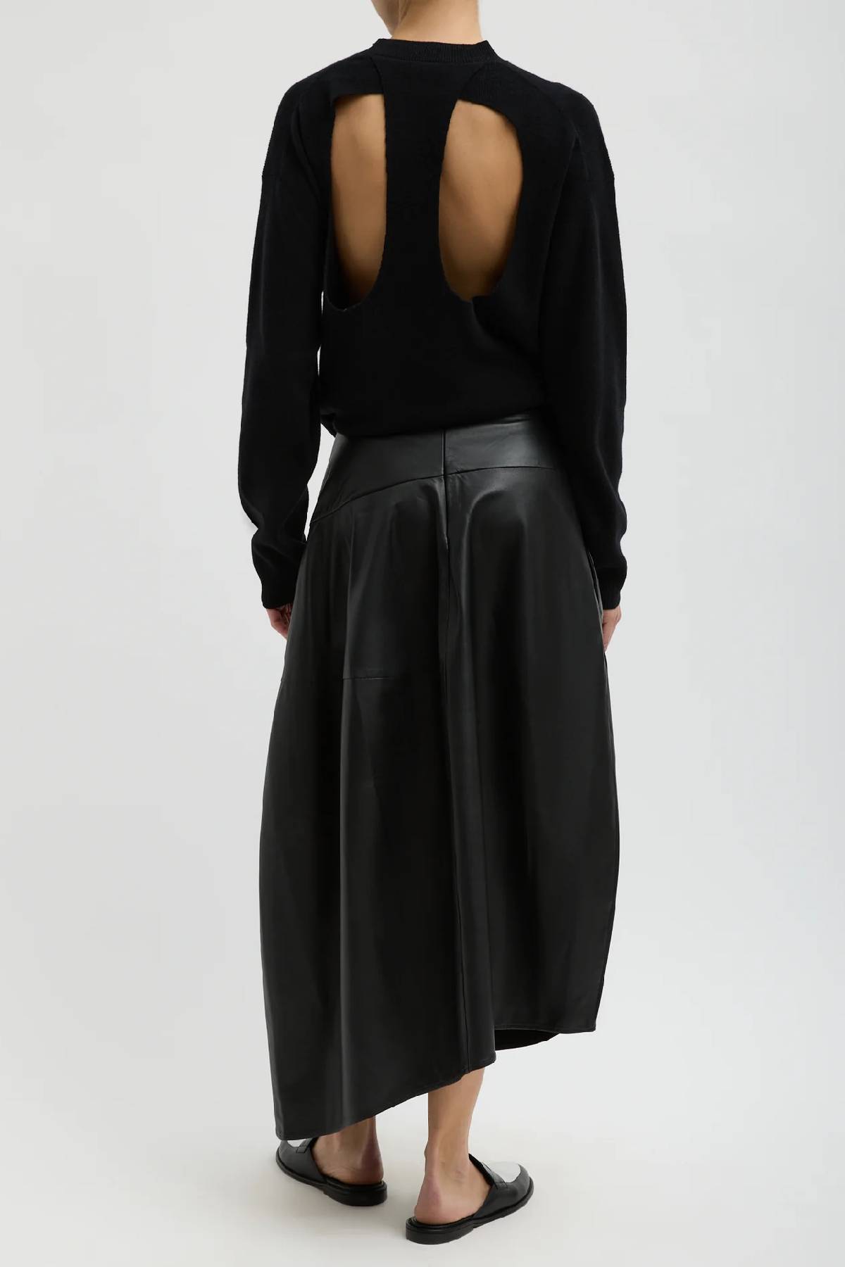 Tibi Anna Merino Wool Cut out Racerback Pullover - Black