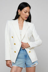 L'AGENCE Kyomi Double Breasted Blazer - White