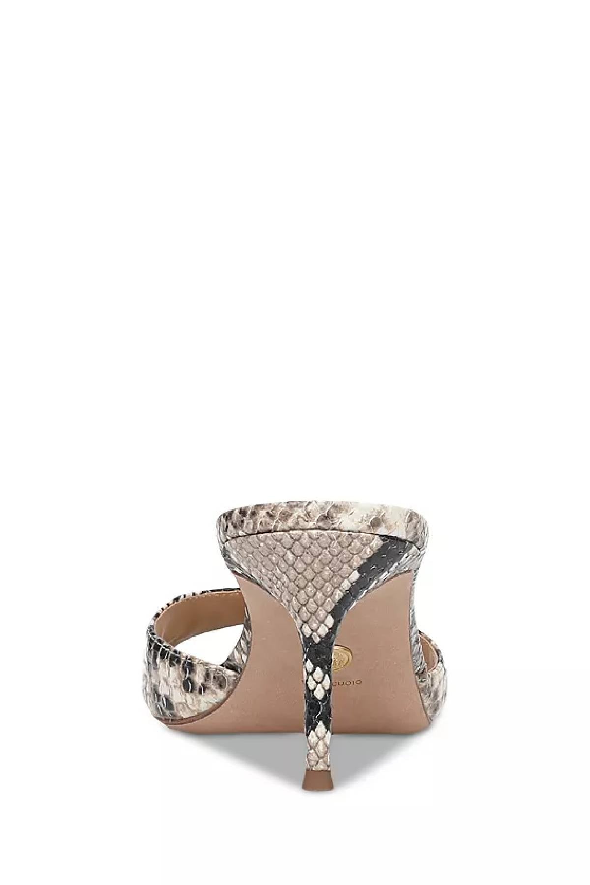 Veronica Beard Tia Embedded Python Leather Sandal - Ecru Multi