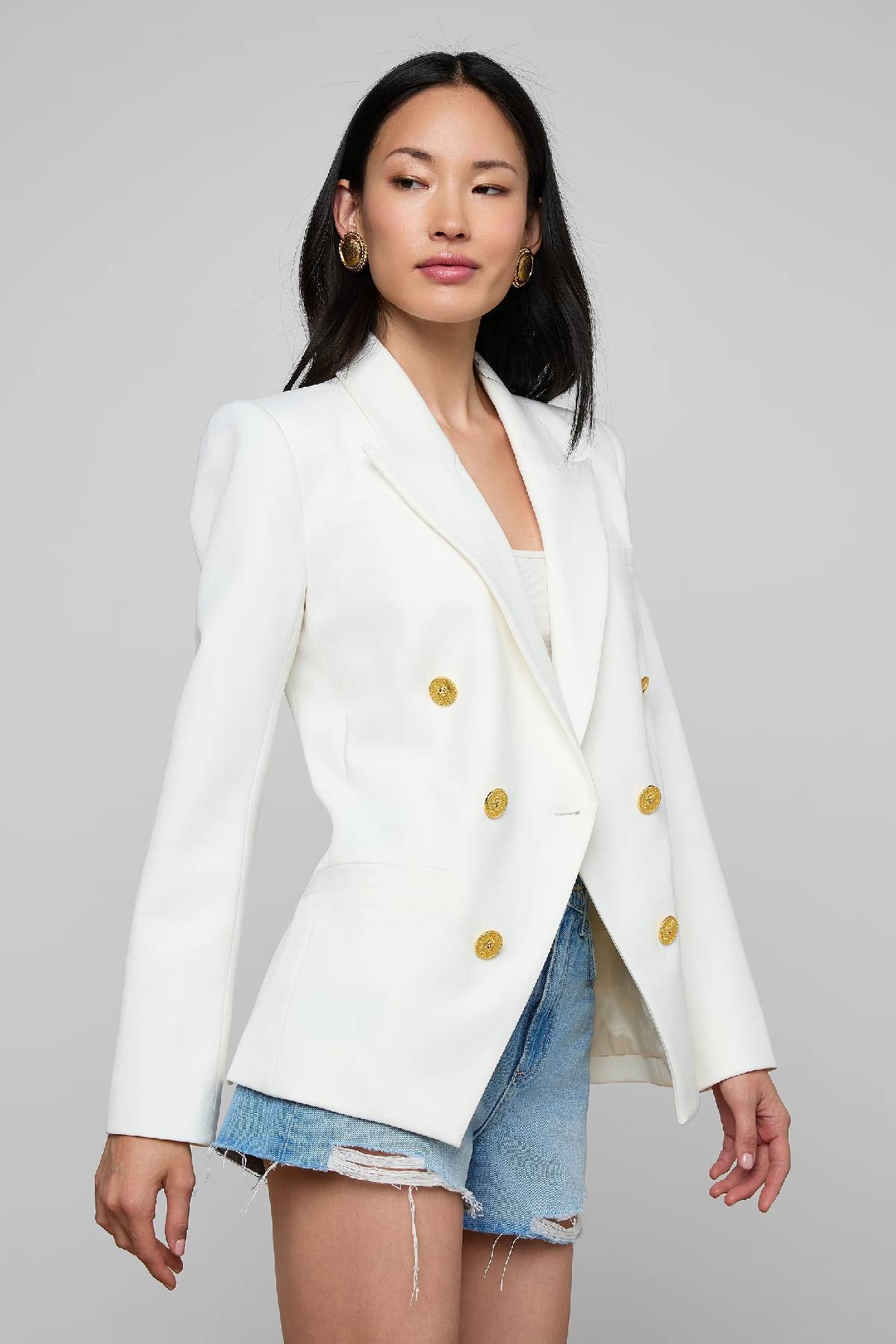 L'AGENCE Kyomi Double Breasted Blazer - White