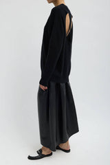 Tibi Anna Merino Wool Cut out Racerback Pullover - Black