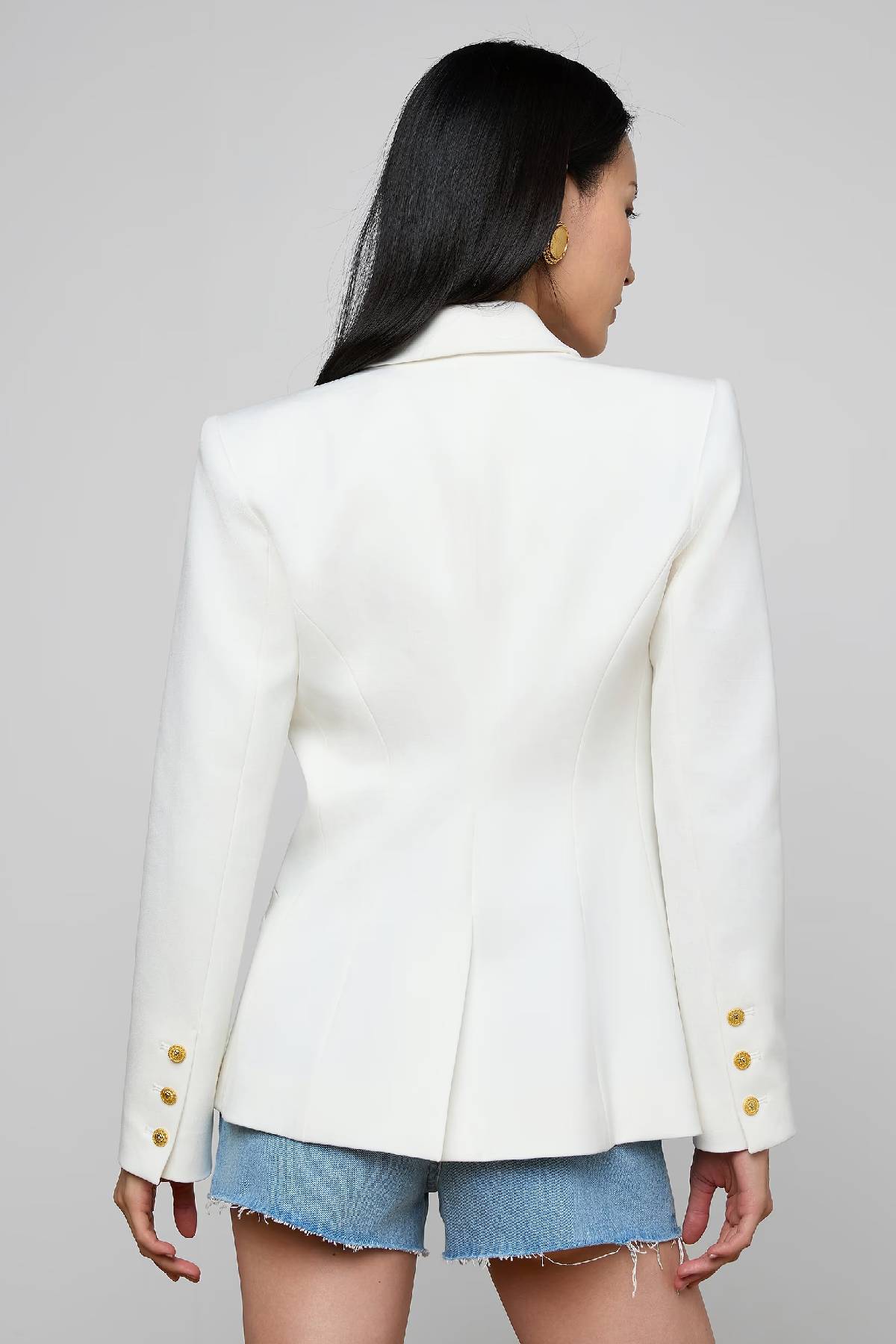 L'AGENCE Kyomi Double Breasted Blazer - White
