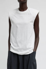 Tibi T-Shirt Program Padded Shoulder Sleeveless Top - White