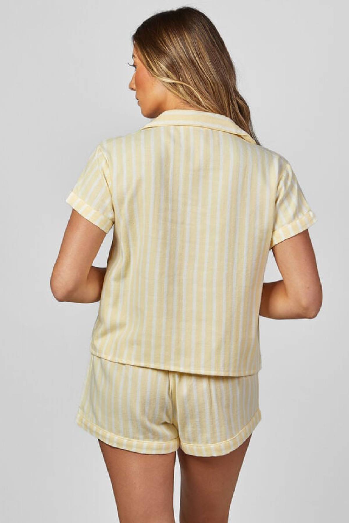 Eberjey Nautico Shortie PJ Set - Classic Stripe Sunbeam/ Ivory