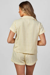 Eberjey Nautico Shortie PJ Set - Classic Stripe Sunbeam/ Ivory