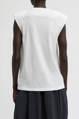 Tibi T-Shirt Program Padded Shoulder Sleeveless Top - White