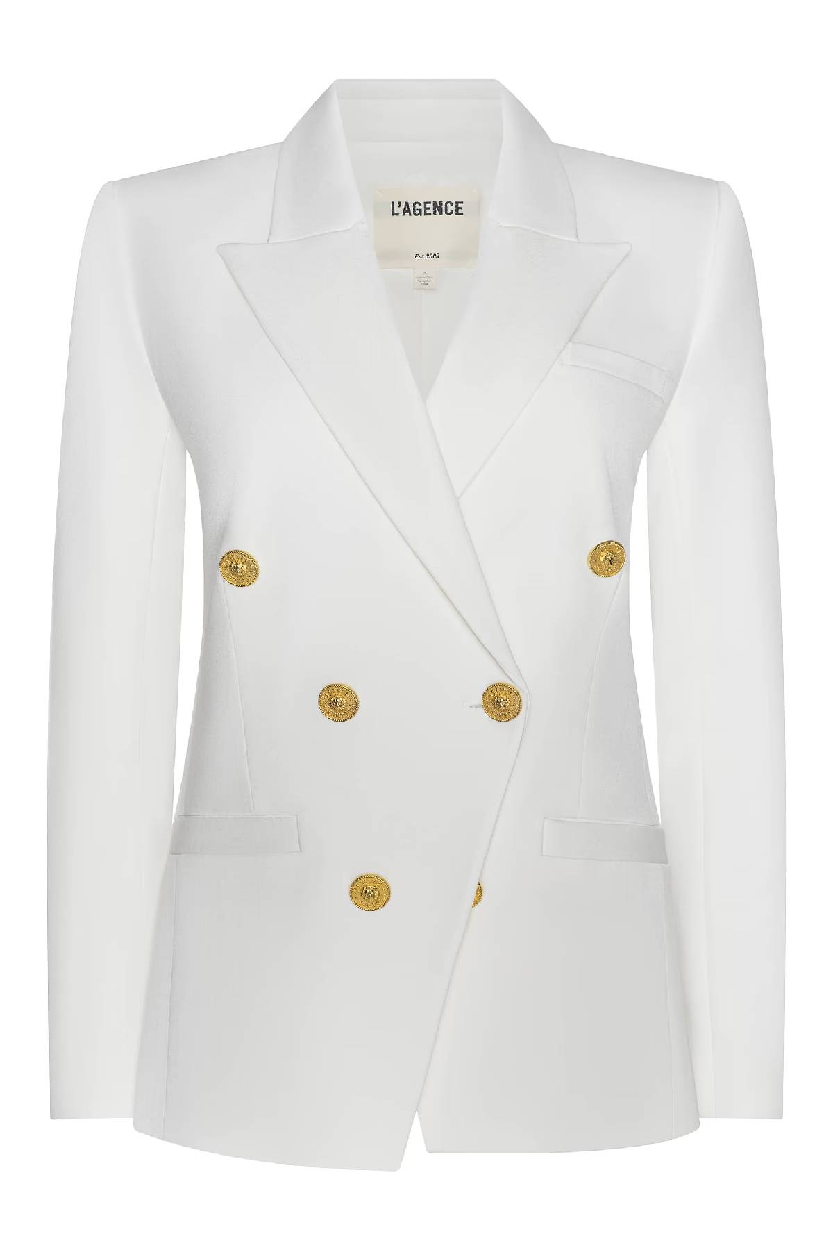 L'AGENCE Kyomi Double Breasted Blazer - White