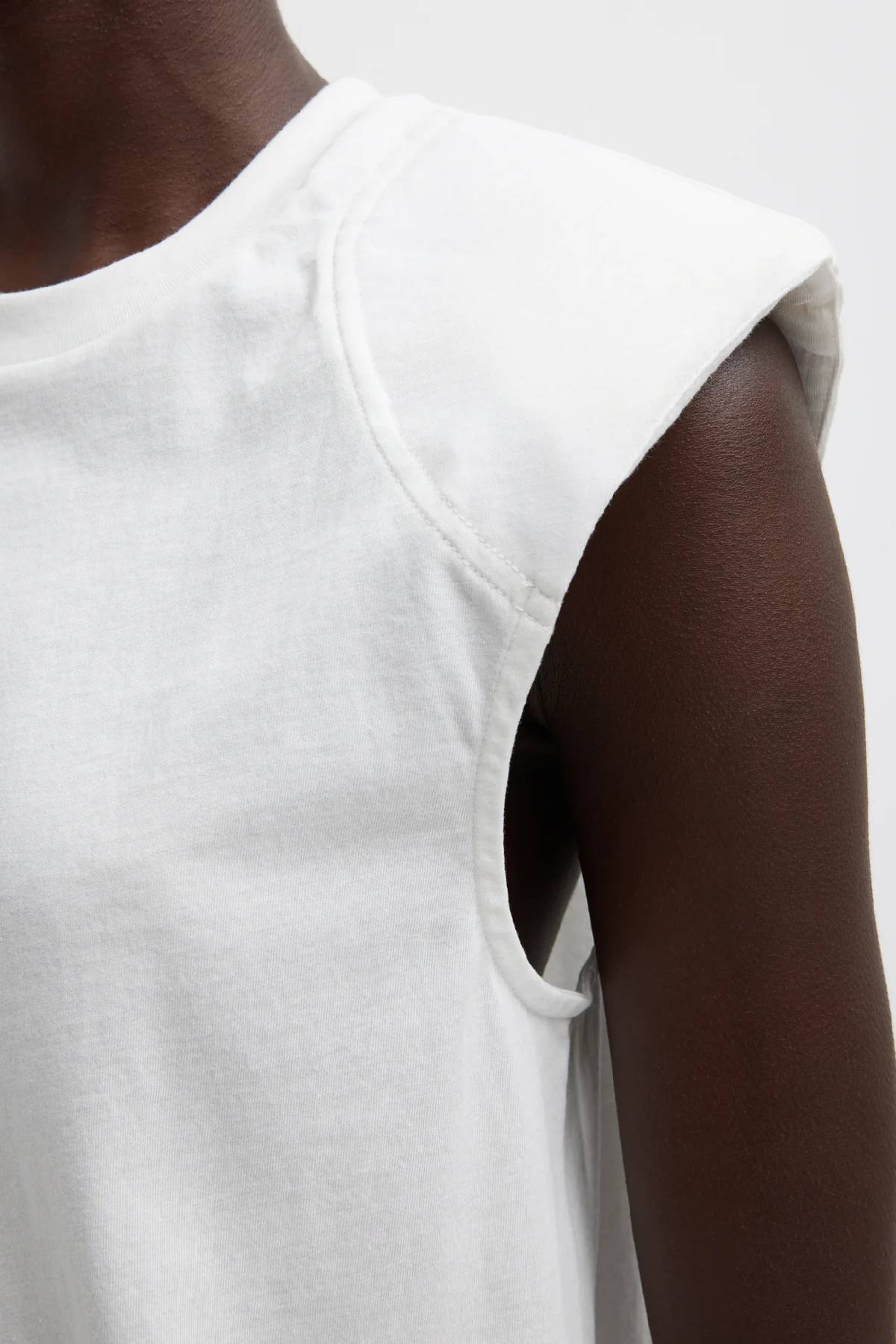 Tibi T-Shirt Program Padded Shoulder Sleeveless Top - White