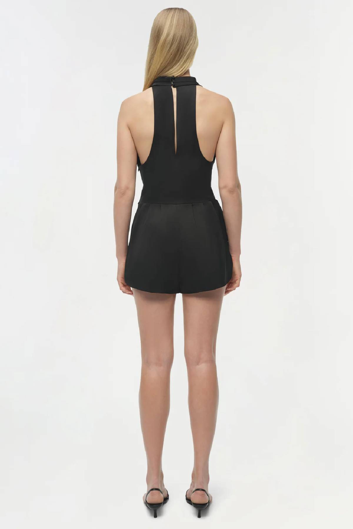 Simkhai Halia Draped Satin Romper - Black