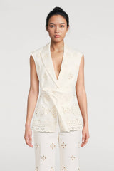 Veronica Beard Townes Eyelet Vest - Dove