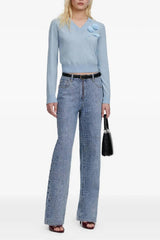 Self-Portrait Blue Rose Wool Jumper - Blue