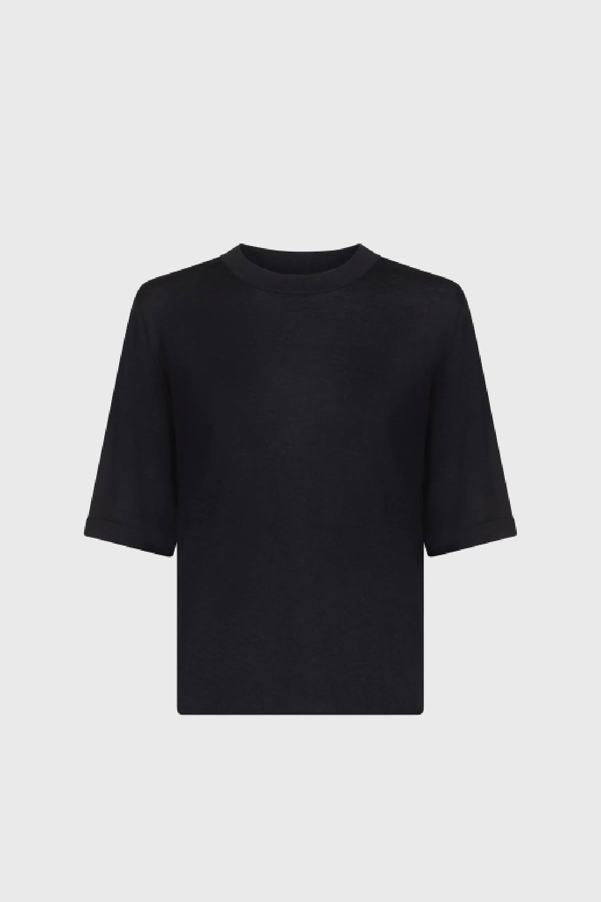 Loulou de Saison Nala Fine Short Sleeve Top - Black