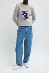 Tibi Soft Wool Ski Sweater Shrunken Sweater - Heather Grey