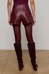 L'AGENCE Dionne Faux Leather Short - Black Cherry