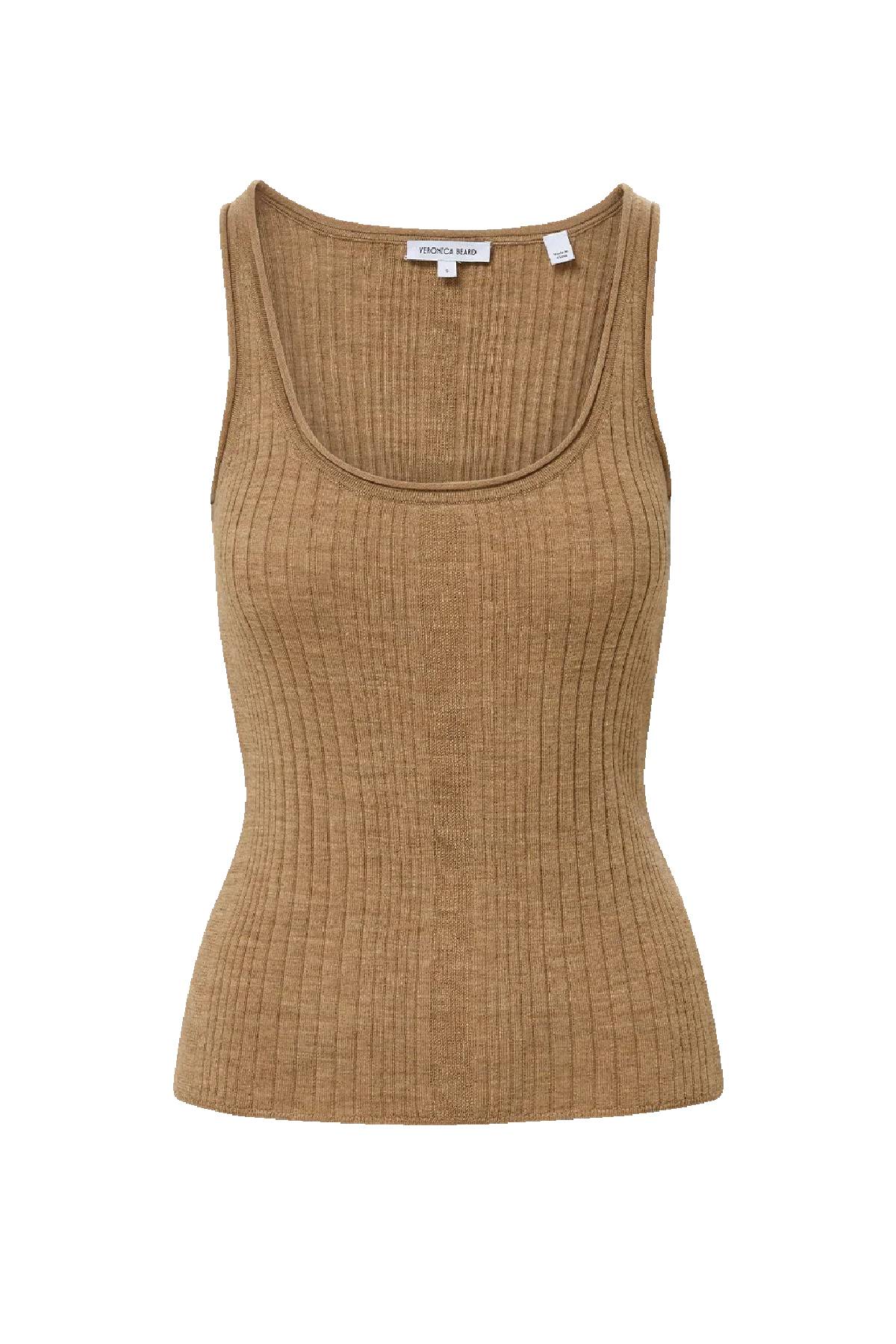 Veronica Beard Birke Merino Wool Tank Top - Dark Khaki