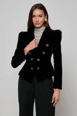 L'AGENCE Bethany Velvet Blazer - Black