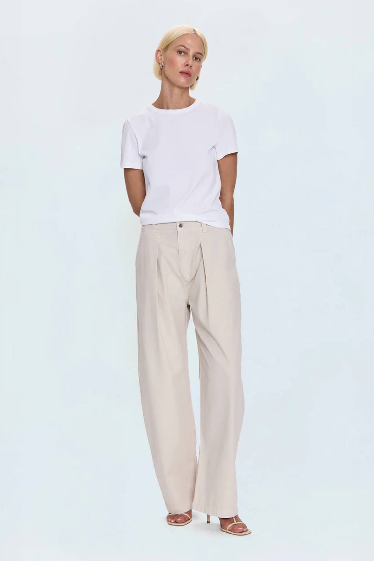 Pistola Eden Pleated Barrel Trouser - Parchment