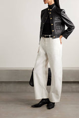 Nili Lotan Hadley Leather Cropped Jacket - Black