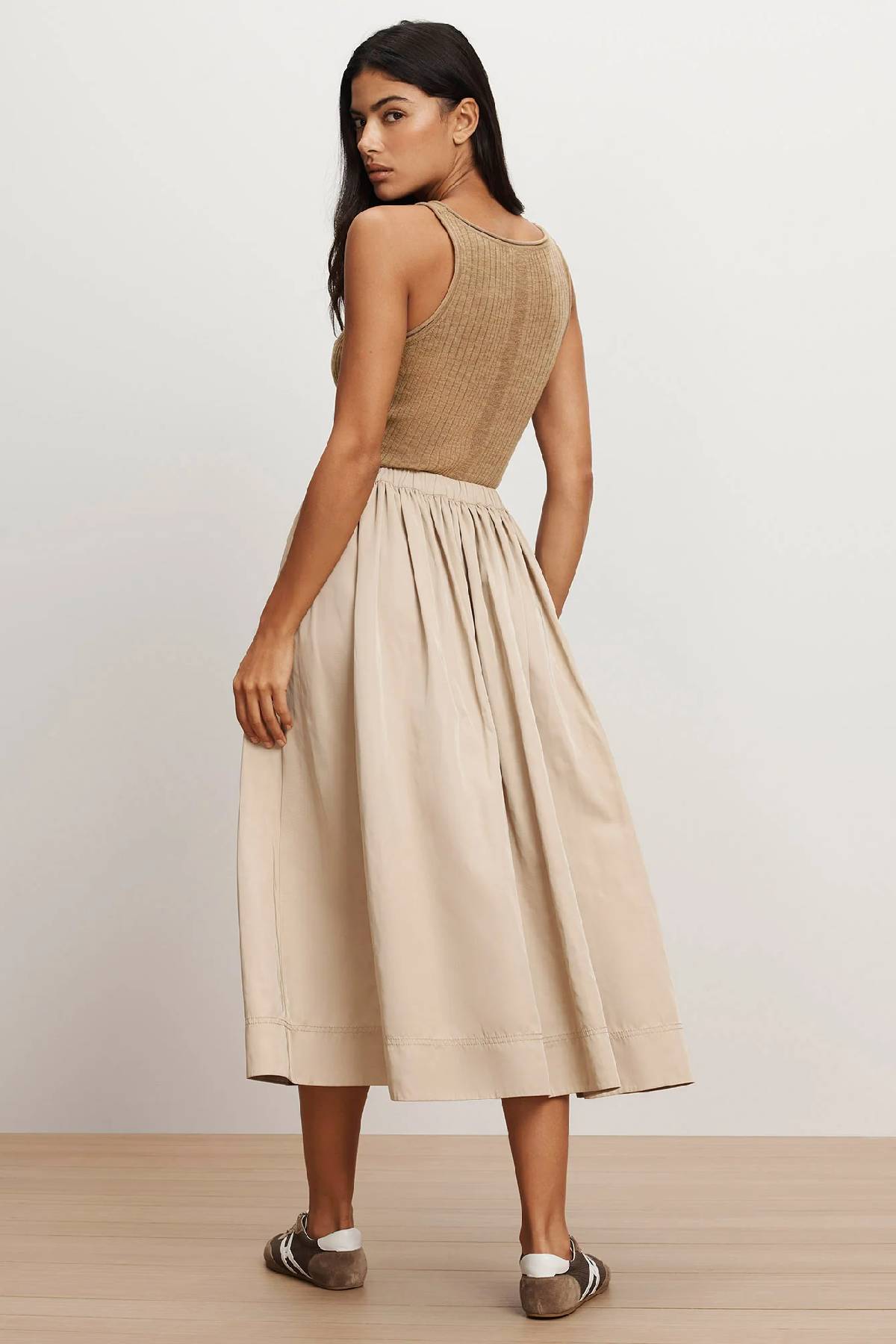Veronica Beard Birke Merino Wool Tank Top - Dark Khaki