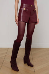 L'AGENCE Dionne Faux Leather Short - Black Cherry
