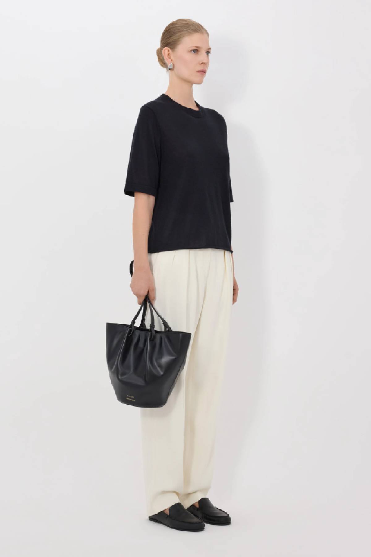 Loulou de Saison Nala Fine Short Sleeve Top - Black