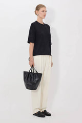 Loulou de Saison Nala Fine Short Sleeve Top - Black