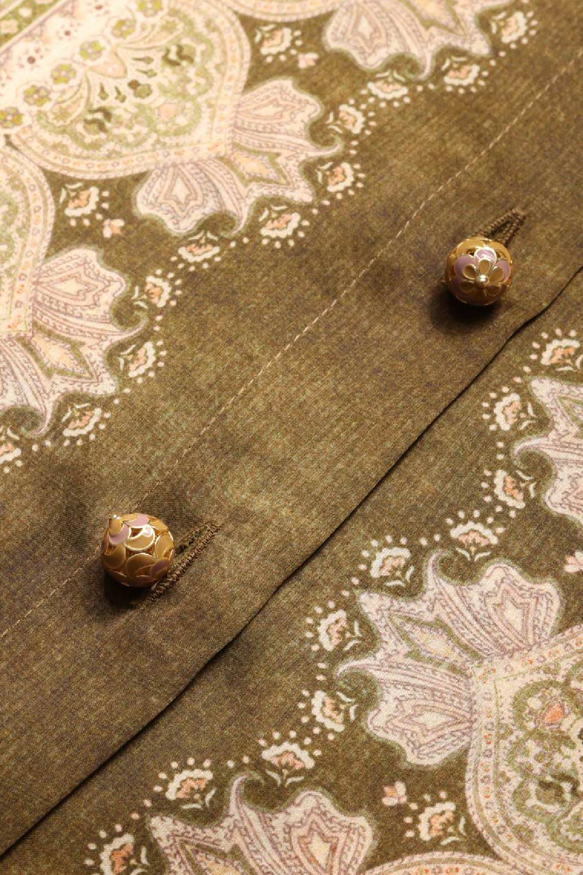 Zimmermann Luna Satin Shirt - Olive Perla Paisley