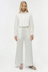 Simkhai Renata Cropped Button Down Shirt - White