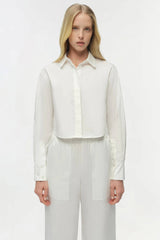 Simkhai Renata Cropped Button Down Shirt - White