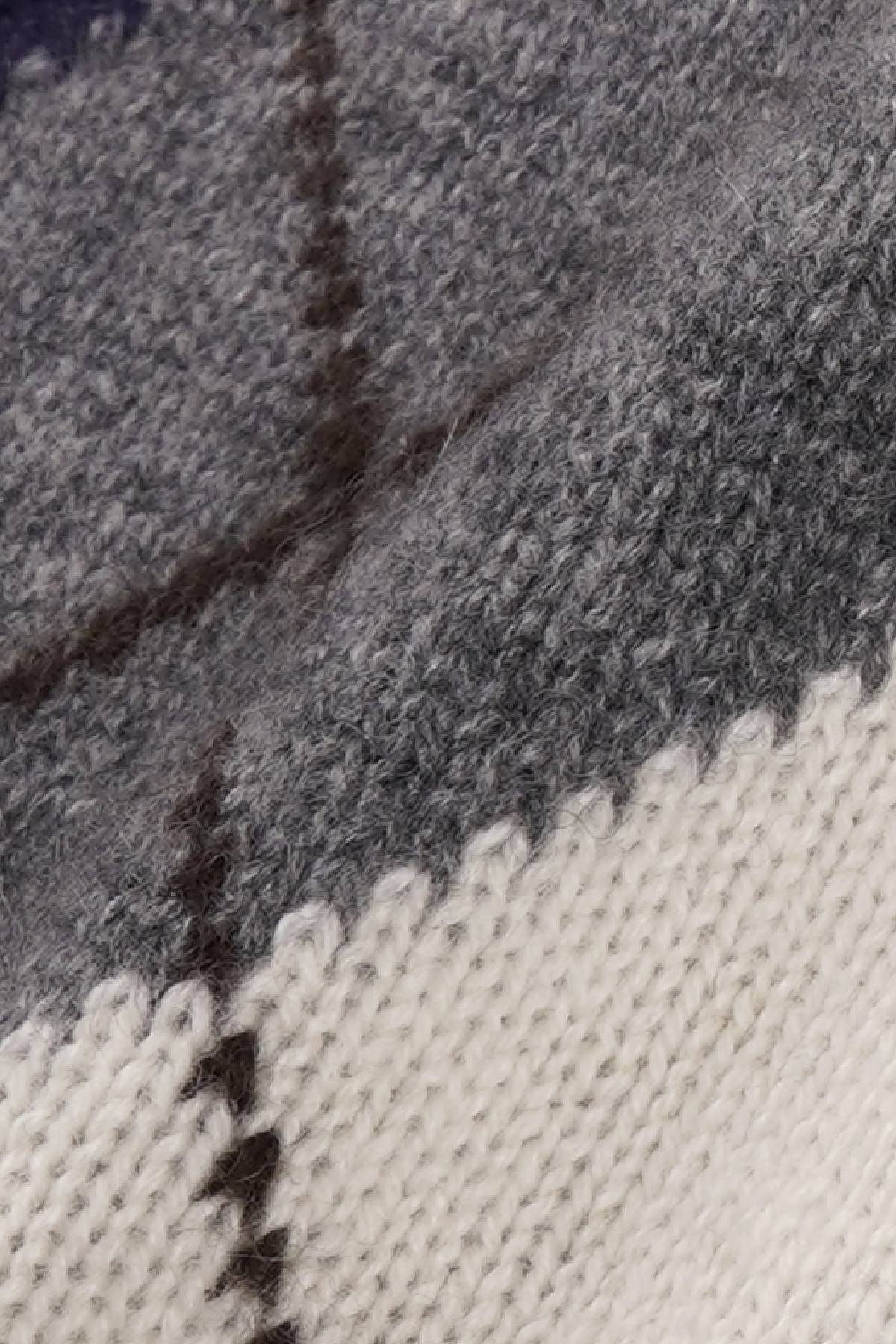 Sporty & Rich Serif Logo Argyle Cashmere Polo - Gray